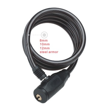 Nurbo Bicycle Steel Cable Lock Keyed Spiral Lock with Mounting Bracket