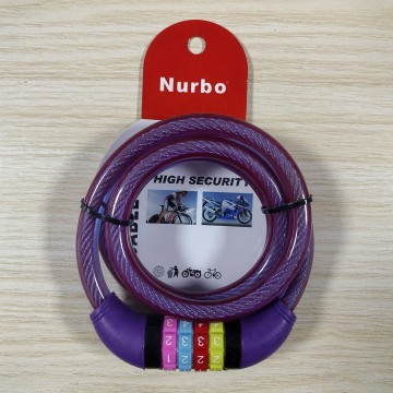 Nurbo Factory Supplied 4 Combination Cable Lock For Kids Bike Bicycle Adjustable Code