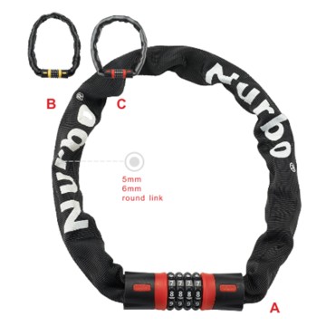 Nurbo 4 Digit Combination High Security Anti Theft Bike Chain Lock